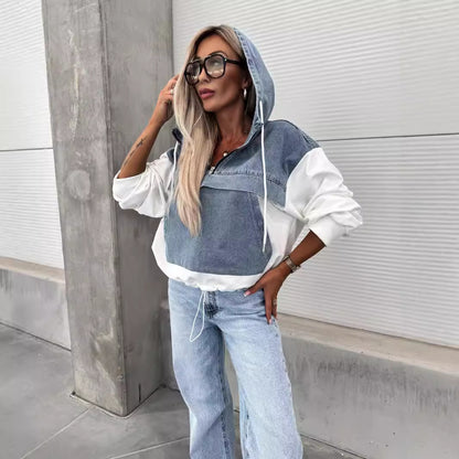 DenimEase Hooded Sweater
