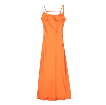 Silk Satin Suspender Elegant Women's Dress