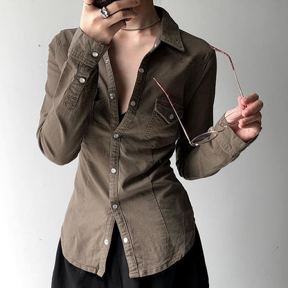 IndigoGrace™ Pleated Denim Shirt