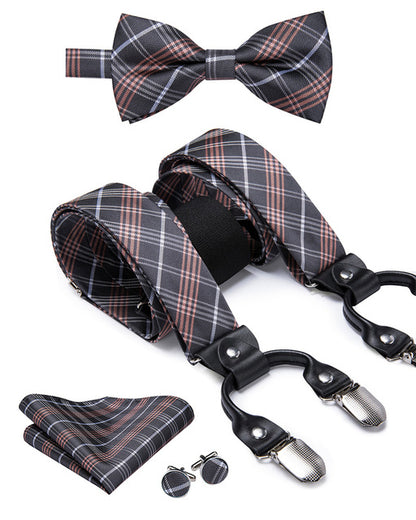 Luxury Silk Men's Sling Leather Metal 6-clip Bra
