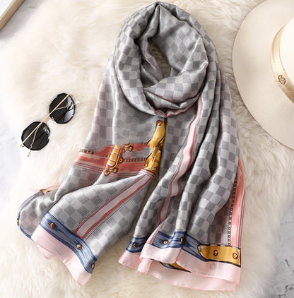 Simulated Silk Neck Protector Warm Houndstooth Fashion Scarf