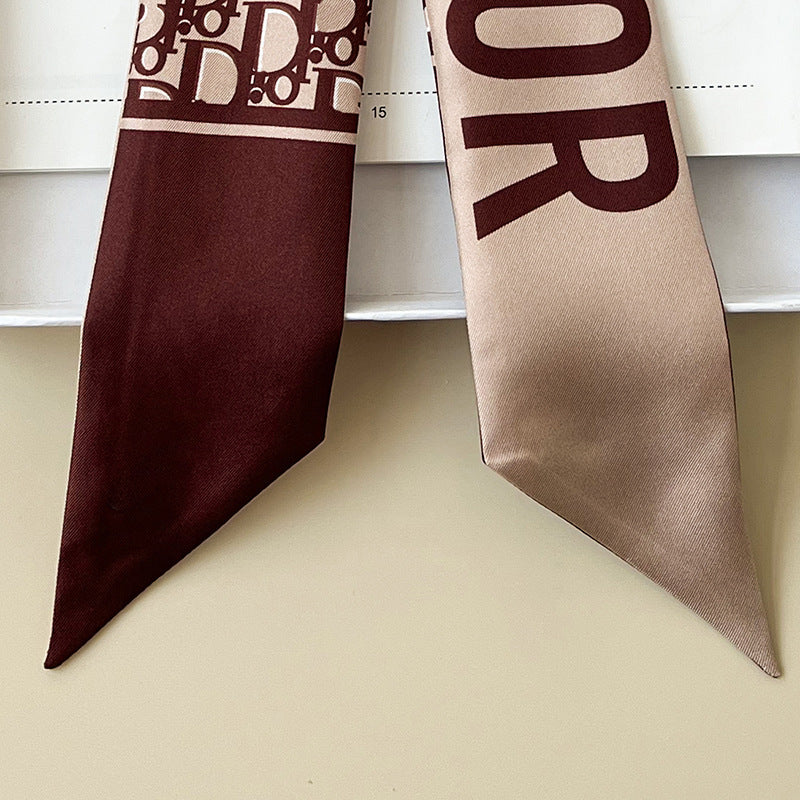 Silk Scarf Arm Bag Ribbon Thin Narrow Long Hair Band Decoration Small Scarf
