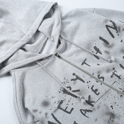 Knitted Butterfly Print Loose Hoodie
