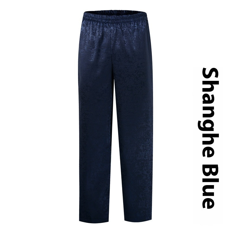 Loose Silk Chinese Style High-waisted Trousers