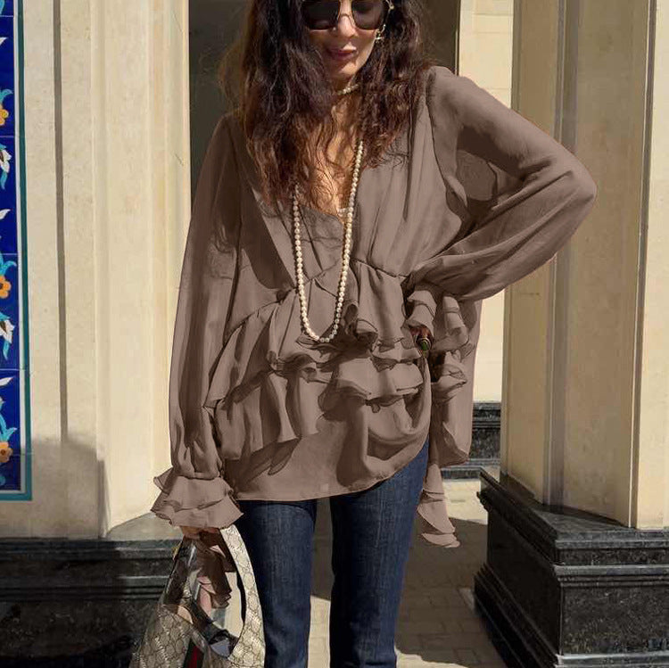 Veloura V-Neck Chiffon Blouse