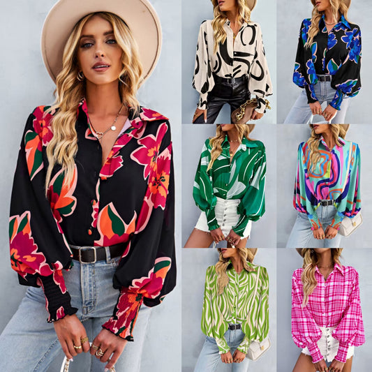 Lunaria Print Lantern Blouse