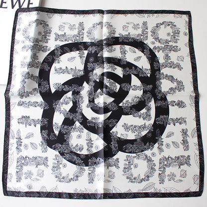 New Mixed Flower Shape Korean 53cm Silk Scarf