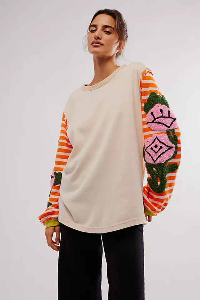 ThornBloom Embroidered Patchwork Sweater