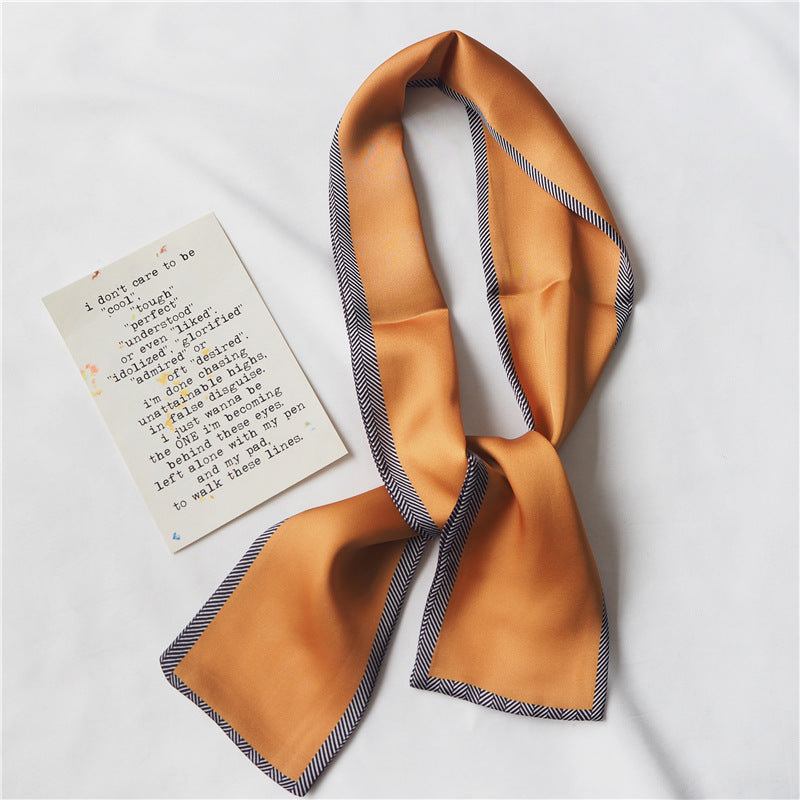 Simple temperament double satin silk scarf