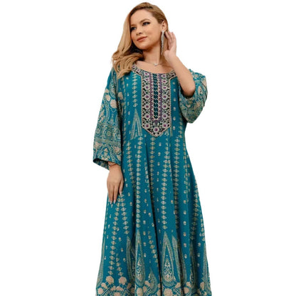 Ladies New Cotton Silk Fashion Floral Dress