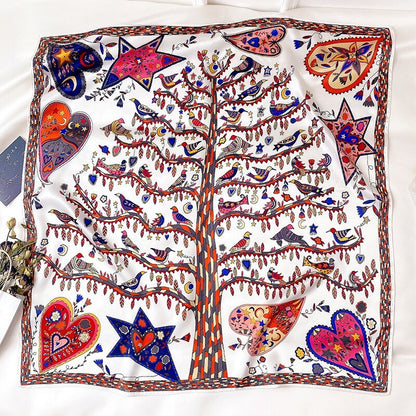Korean printing fashion silk big scarf shawl