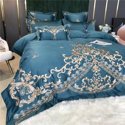 High End Embroidery And Washed Silk Net Red Bedding