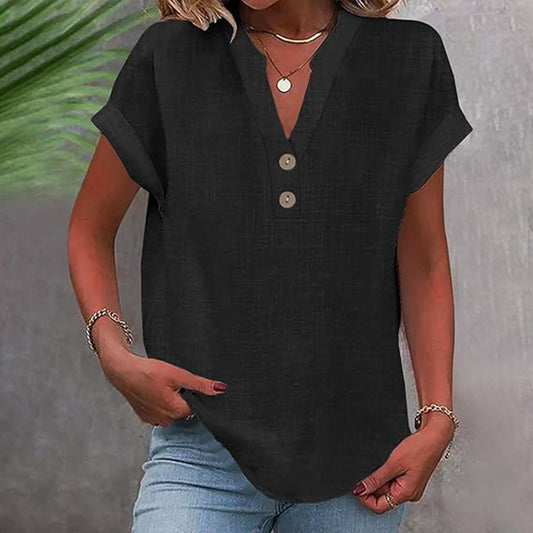 Serenelle V-Button Blouse