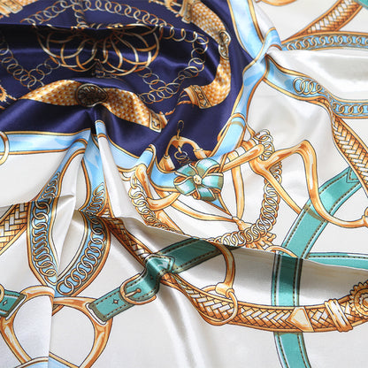 Imitation Silk Scarf Women Classic Belt Printing