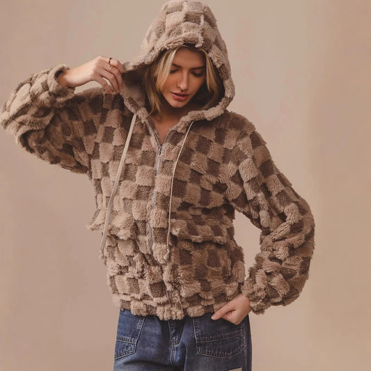 CozyPlaid Zip Hoodie
