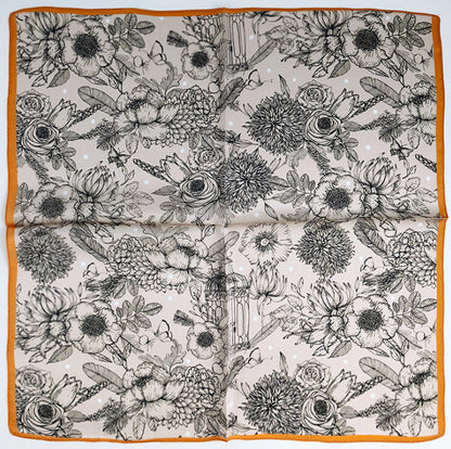 Women's Floral Print Silk Scarf Small Square