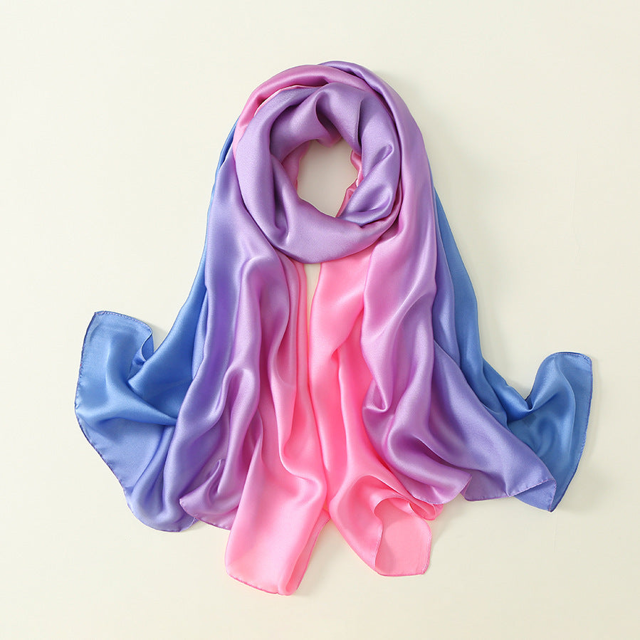 Gradient Silk Scarf Transition Color Lady