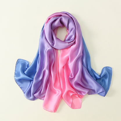 Gradient Silk Scarf Transition Color Lady