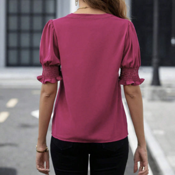 Velina Lantern V-Neck Top