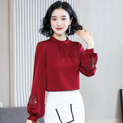 Fashionable Western-style Slim Fit And Thin  Silk Embroidered Top