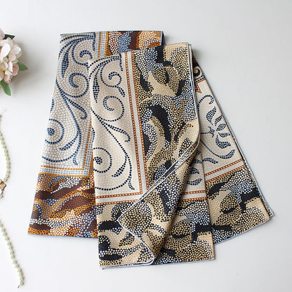 Sunscreen Twill Silk Chinese Square Scarf Hand-rolled