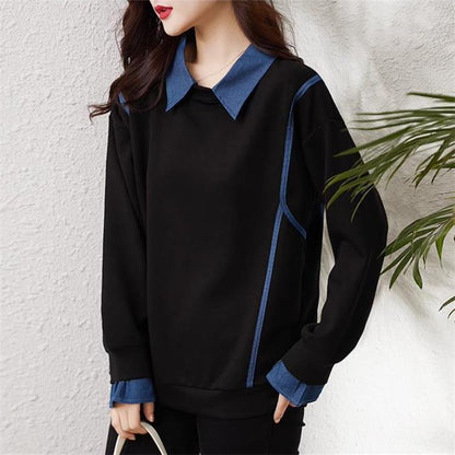 DenimBlend Patchwork Sweater