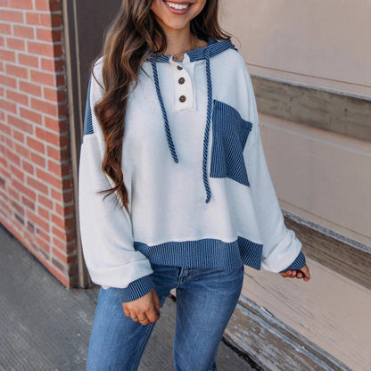 TwistAura Contrast Hooded Sweater
