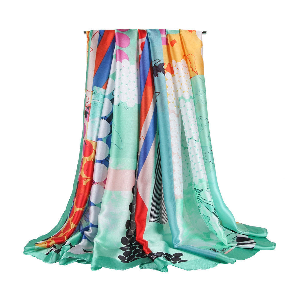 Silk satin zebra dot pattern ladies scarf