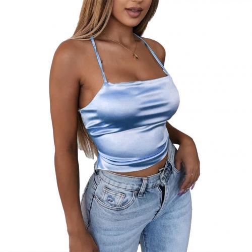 Pure color women's simulation silk sling top
