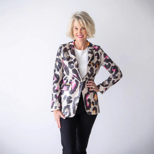PrintElegance Slim V-Neck Jacket