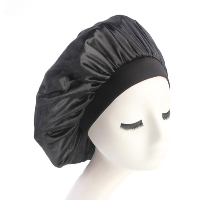 Simulation silk elastic wide-brimmed round cap