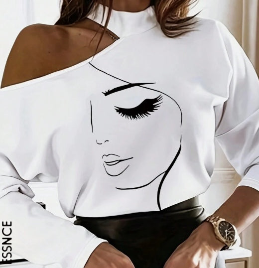 Springline Cartoon Open-Shoulder Tee