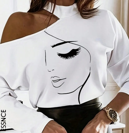 Springline Cartoon Open-Shoulder Tee