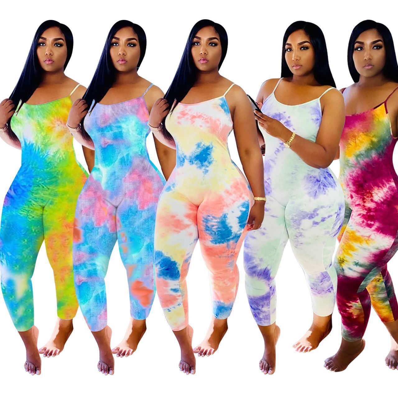 Printed milk silk cropped trousers jumpsuit