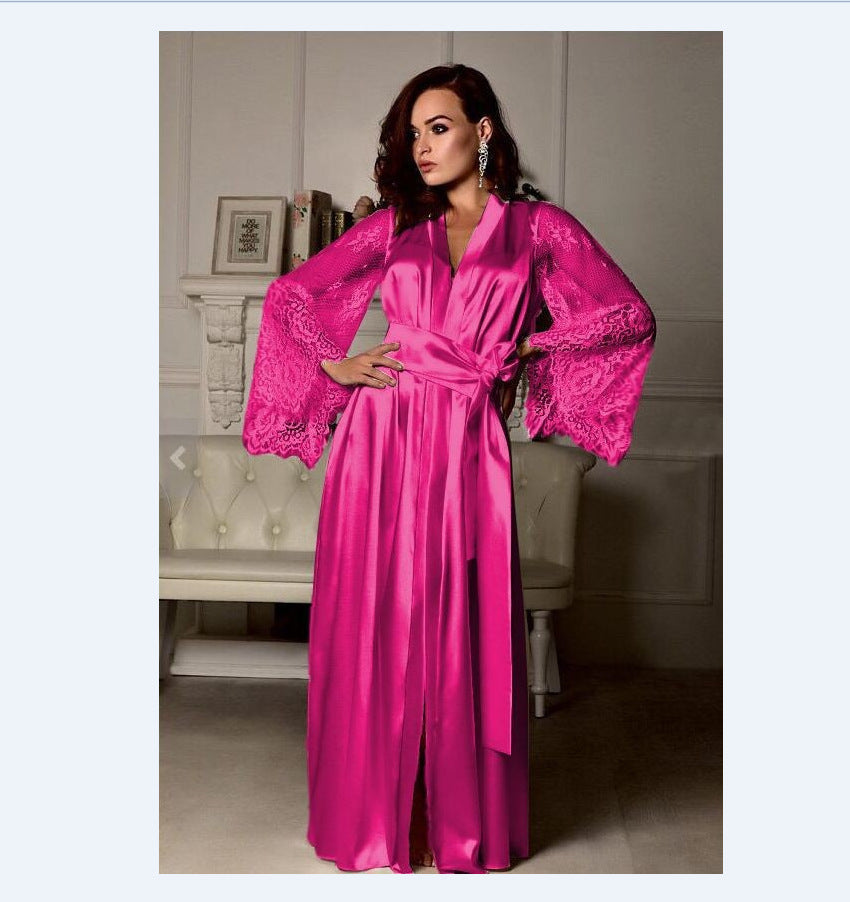 Imitation silk lace sleeve robe
