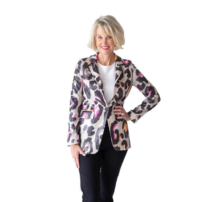 PrintElegance Slim V-Neck Jacket