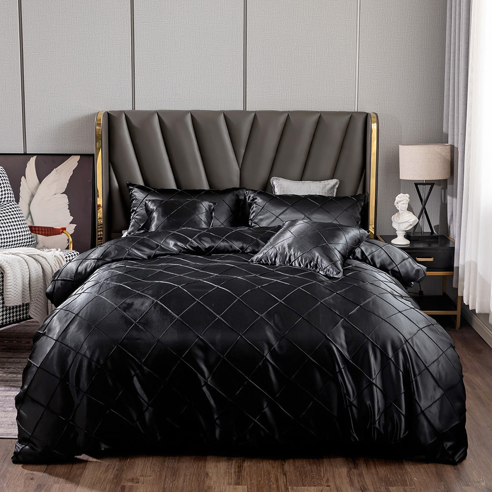 Three Pieces Of Home Ice Silk Satin Satin Cloth Checkered