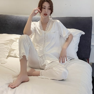 Ice silk short sleeve two-piece suit