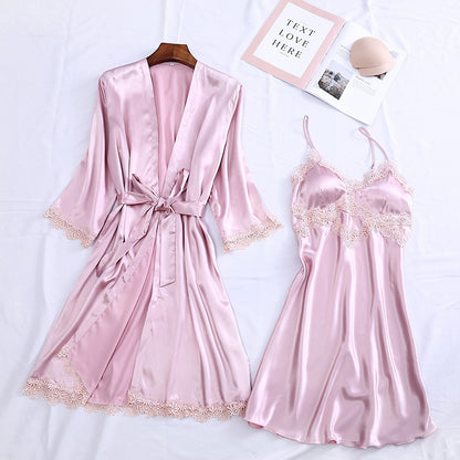 Two-piece women's silk home wear
