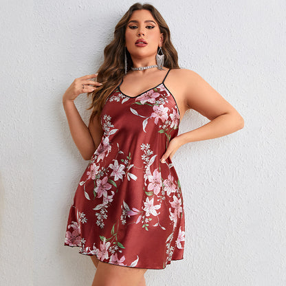 Women's Casual Pajamas Ice Silk Backless Nightdress