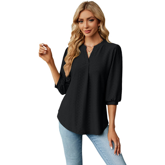Velmira Jacquard Pleat Top