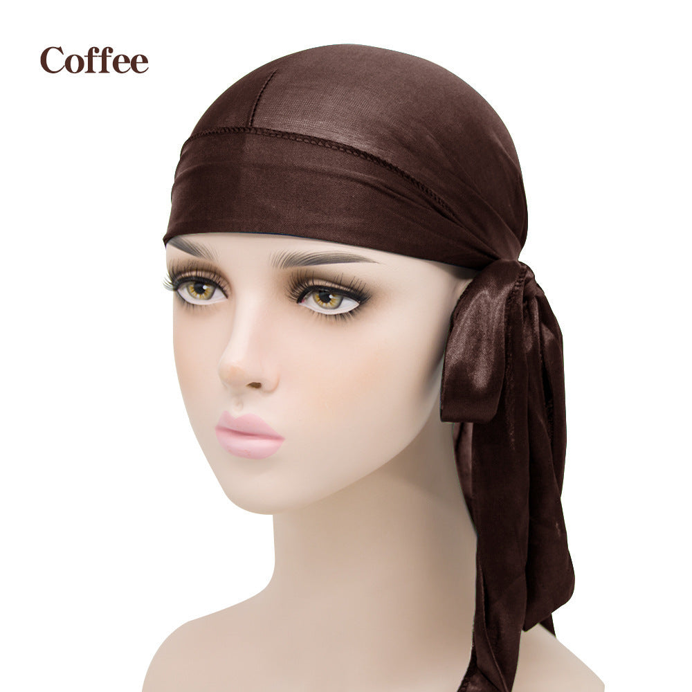 Silk Long Tail Turban Hat Silk Pirate Hat