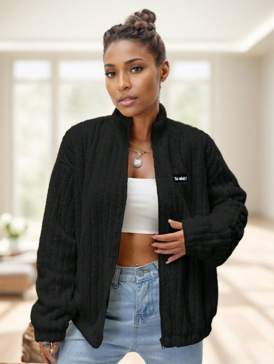 FlirlaTeddy Varsity Luxe Jacket