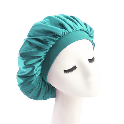 Faux Silk Dome Night Hat With Wide Brim Headband