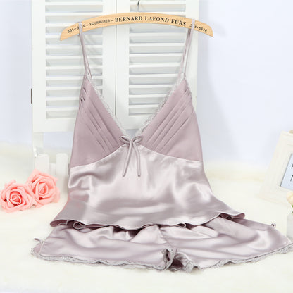 Shorts Suit Thin Silk Suspenders Sexy Home Wear