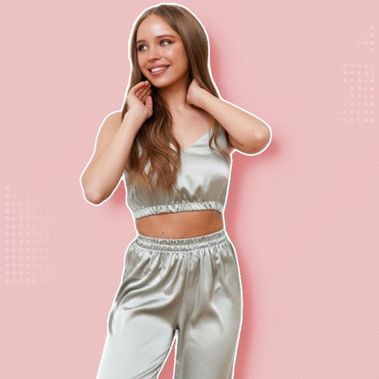 Women's Sexy Ice Silk Solid Color Pajamas