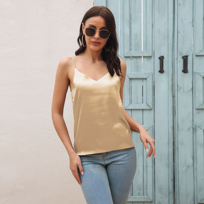 Women's Satin Silk V-neck Small Sling Vest