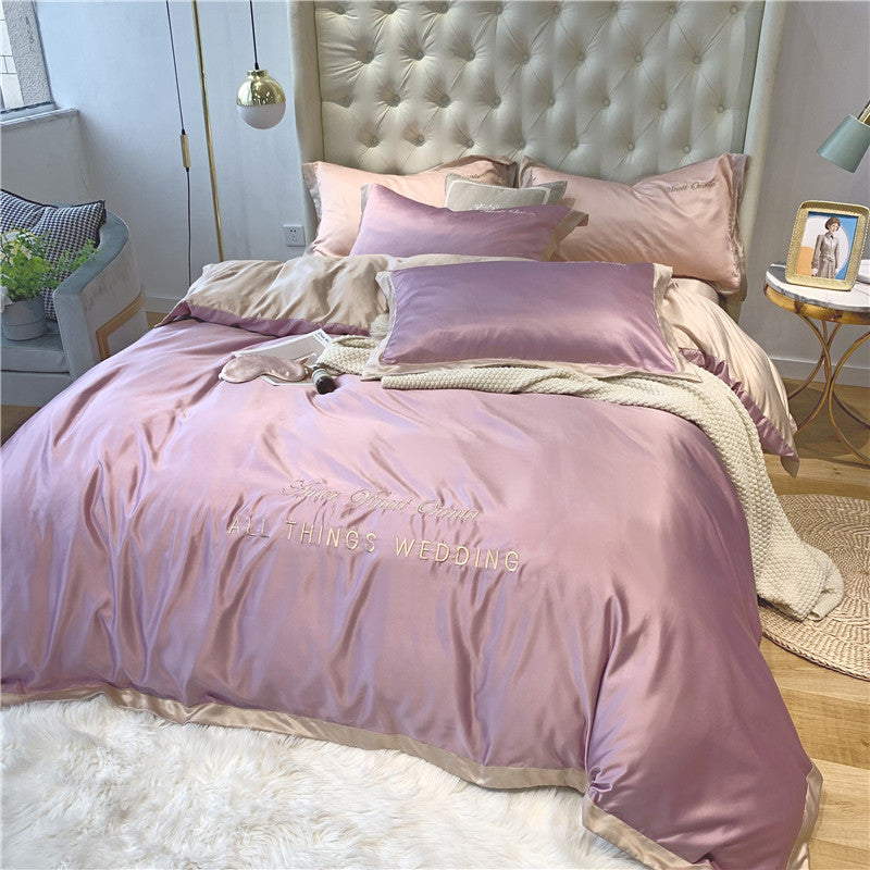 Sleeping Naked Silk Bed Four-piece Ice Silk Smooth