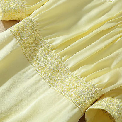 Silk satin heavy embroidery dress