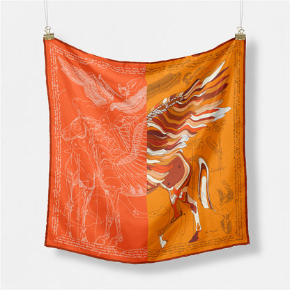 Fashion Simple Print Twill Versatile Temperament Silk Scarf
